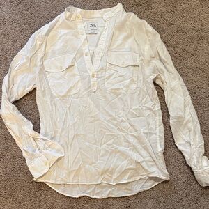 Zara Men's White Casual Button Down Shirt